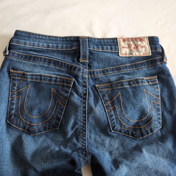Vintage Y2K Women's True Religion Blue Jeans Denim Contrast Stitching, Size 28 - Picture 3 of 9